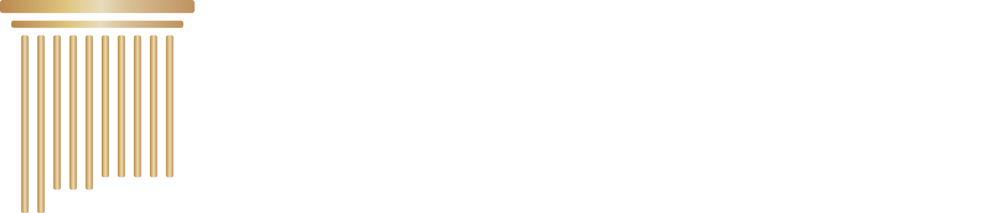 Horizontal version of NMDOJ's logo. It shows the gold Pillar shaped as the state of New Mexico on the left and white text on the right that reads, "New Mexico Department of Justice," on the left.